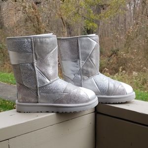Ugg patchwork glitter silver boots!